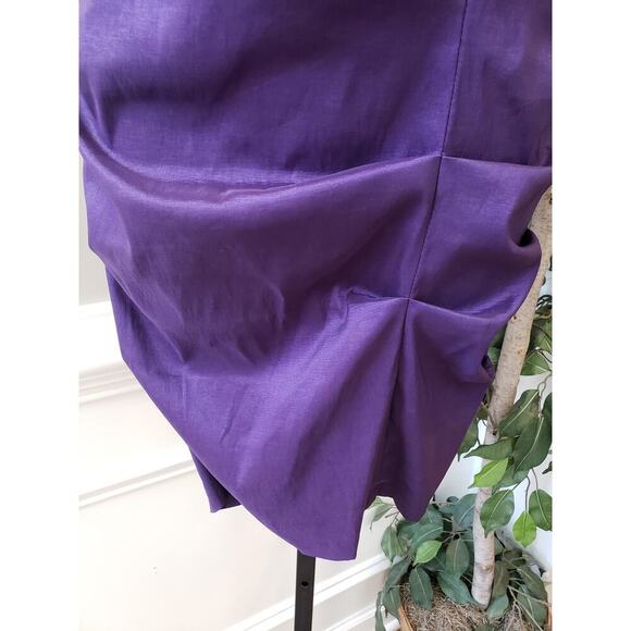 Blondie Cocktail Dress Womens Size 7 Purple Satin Beaded One Shoulder Back Zip - Picture 9 of 11